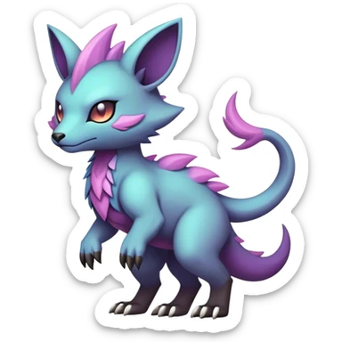 cool colorful dark pastel edgy fantasy animal hybrid Fakemon full body sticker