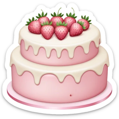 Light Pink strawberries and cream birthday cake  sticker