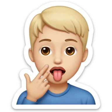 one hand on each cheek with tounge out sticker