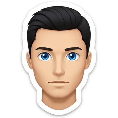 Man with sexy black hairstyle and blue eyes. Skinny face with cheekbones sticker