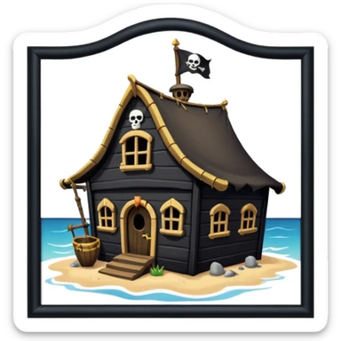 old pirate's house with skull flag sticker