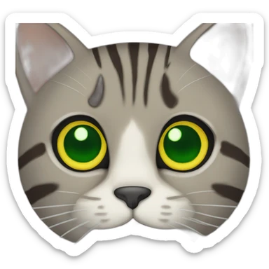 Brown Grey stripes cat with Green yellow eyes sticker