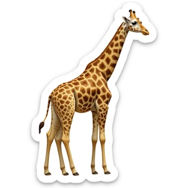 cinematic-giraffe-realistic-full-body-standing-emoji,-towering-elegantly-over-the-savanna,-long-neck-arched-slightly,-head-tilted-dramatically,-sleek-golden-coat-with-bold-brown-patches,-large-dark-eyes-exuding-playful-wisdom,-simplified-yet-realistic-focused-features,-highly-detailed,-glowing-with-an-almost-sarcastic-glow sticker