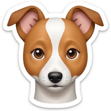 a fully white jack russell the size of a kelpie with light brown ears and a light brown patch on one eye sticker