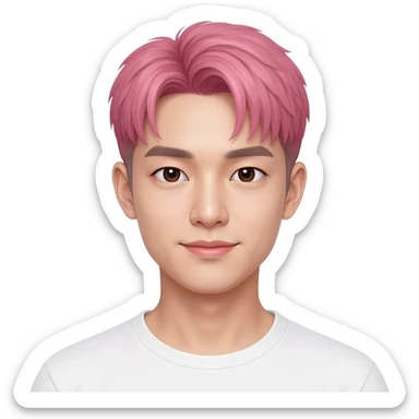 Korean man pink fade hair cut 25 year old  sticker