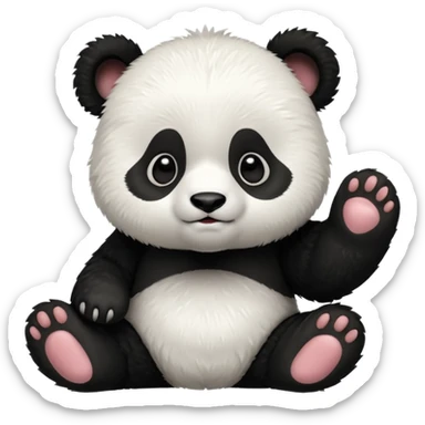 Panda cub slapping there four head sticker