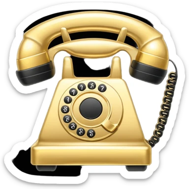One single shiny Gold and black phone icon, png, no background, no border sticker