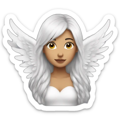 girl with angel wings on her back and white hair sticker