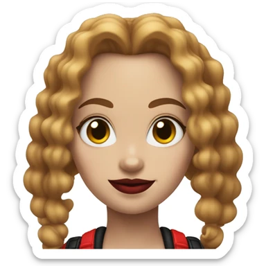 Harley Quinn  with brown curly hair sticker