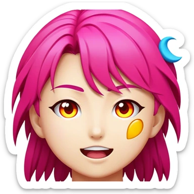 Cinematic Realistic Manga Comics Emoji, depicted as a dynamic stylized illustration inspired by Japanese manga art with bold lines and expressive characters, rendered with vibrant textures and energetic colorful lighting that captures its iconic style. sticker