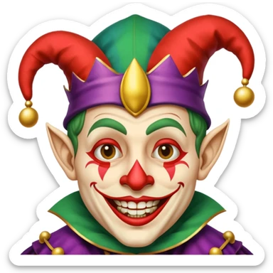 crazy colorful human jolly joker, medieval, vintage, court jester, mac os icon sticker