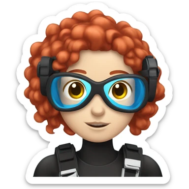 White woman with red hair and blue eyes scuba diving  sticker