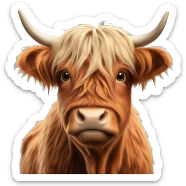 Realistic highland cow sticker