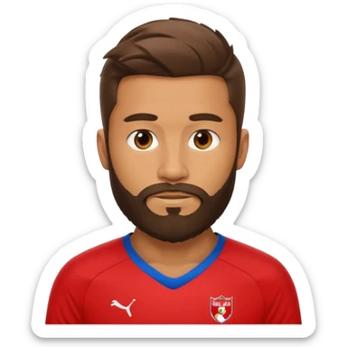 bearded soccer player with red jersey sticker