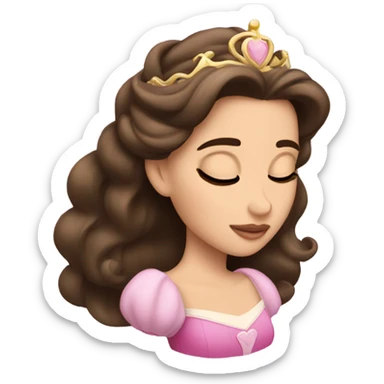 Sleeping brunette beauty princess Disney sticker