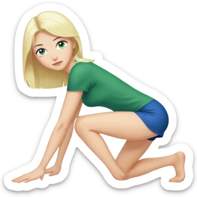 King, black Hair, blue eyes, whole body, Woman, blonde, green eyes, bending knees sticker