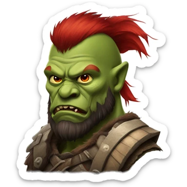 Berserker orc with red beard & red mohican sticker