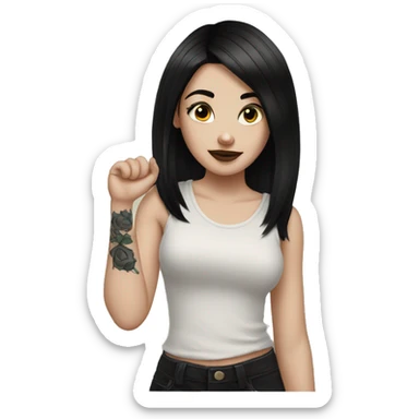 Pale girl with black hair arm tattoos sticker