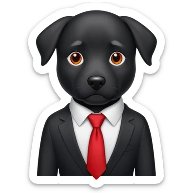 black dog with red tie,white shirt sticker