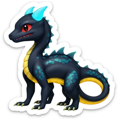 Shiny Cute Spooky Salandit-Umbreon-Charmeleon-Fakémon-hybrid-creature (full body)  sticker