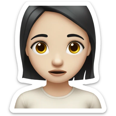 Pale girl black hair sad and crying and heart broken sticker