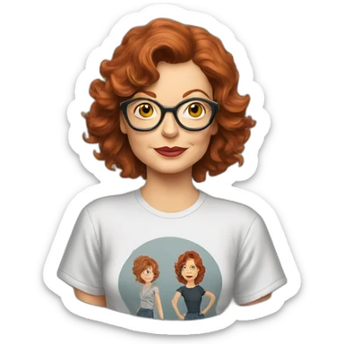 young susan sarandon cartoon wearing tee sticker