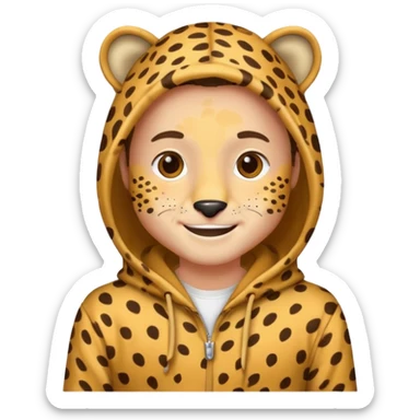 man fair in cheetah costume hoodie sticker
