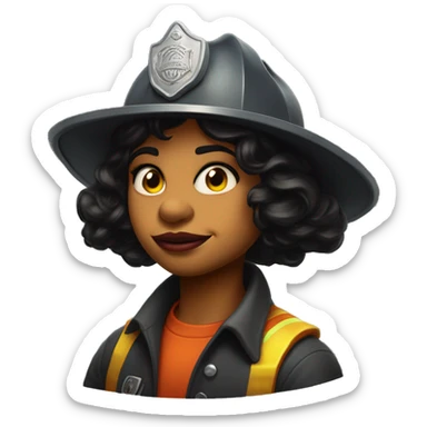 jasmine firefighter in Uncle Scrooge style, oil paint, mysterious eyes, intricate lips, masterpiece portrait, beautiful, desirable, logical sticker