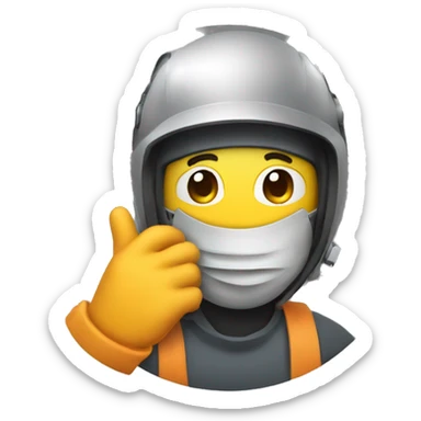 The welder lifts his mask and says hello sticker
