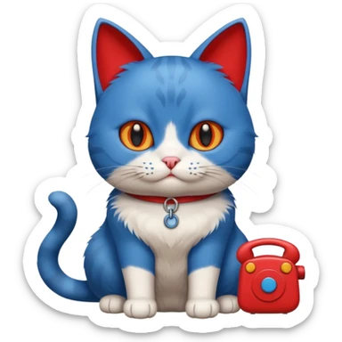 Cat with no ears head blue body blue with gadget red tail creator in fujiko pro sticker