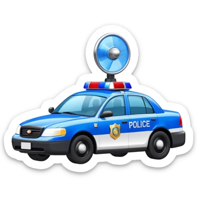 Police car, blue, siren on sticker