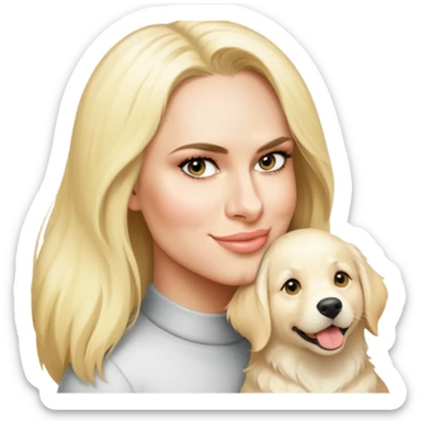 Person with white golden retriever.  sticker