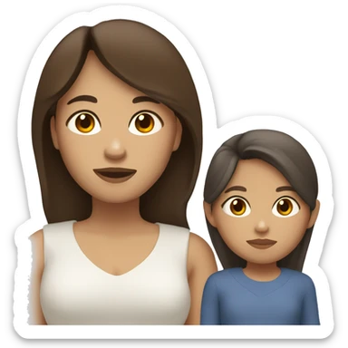 Filipina mom with white daughter with brown eyes and brown hair sticker