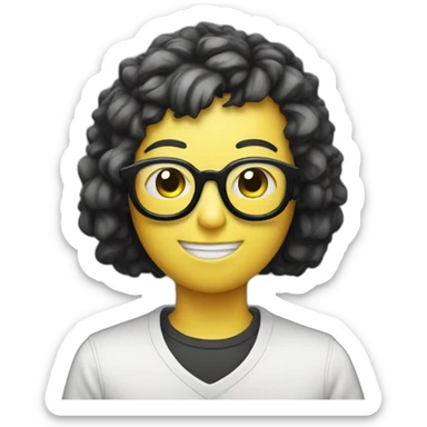 chatbot with glasses holding a book is black sticker