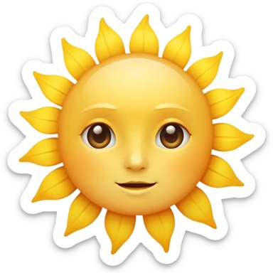 Generate a high-quality emoji of a yellow sun, bright and shining, smooth gradient colors, no facial features, simple white background, high-resolution.

 sticker