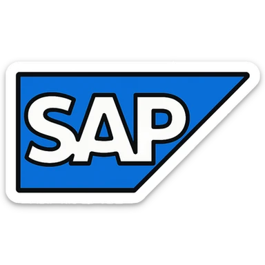 clean recognizable SAP logo icon, classic blue and white color scheme, simple geometric look sticker