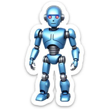 A fit male robot with a huge brain, full body sticker