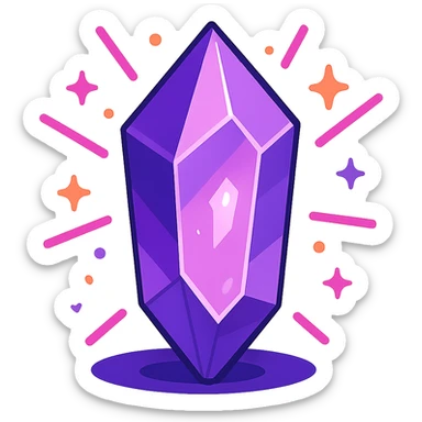 magical purple crystal glowing sticker