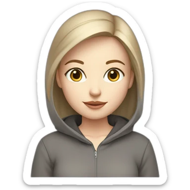 girl with computer,beautiful girl with short hair with computer, programming,blue eyes,white skin, makeup, hoodie,short light-brown hair sticker