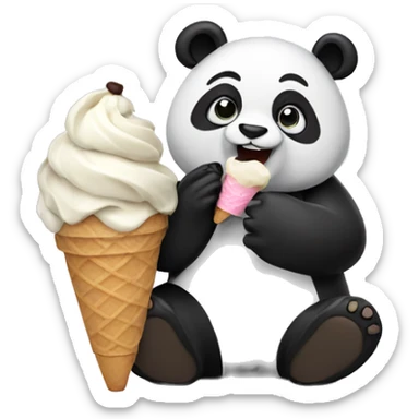 Panda eating ice cream sticker