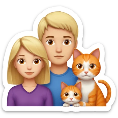 blond-hair-girl-and-brunette-hair-man-and-orange-cat sticker