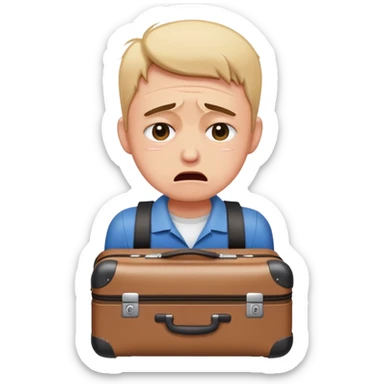 A person that is traveling with cabin baggage and it's larger than the legal size so the person is crying because the baggage doesn't fit sticker