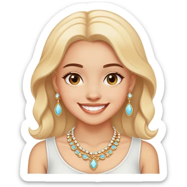 smiling girl with jewelry sticker