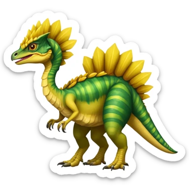 Dilophosaurus with yellow frills 2 legs 2 arms and 1 tail sticker