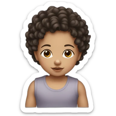 Baby with dark Brown Short Curls and light skin sticker