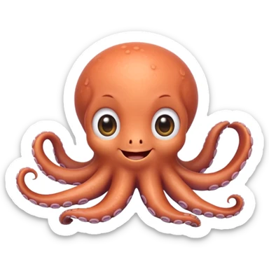 a cute baby octopus in emoji style sticker