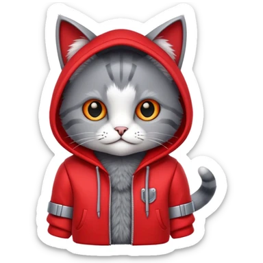 Robot cat in red hoody sticker