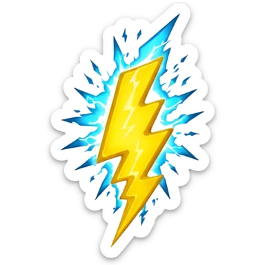 3D render of Lightning Bolt, miniature weather phenomenon, volumetric particle effects, jagged glowing bright yellow plasma strike, elemental energy, emoji style, isolated on white background --v 6.0. sticker