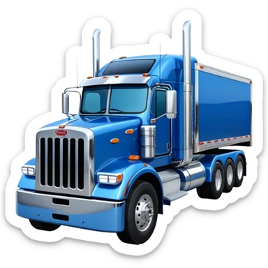 blue peterbilt truck, hauling trailer sticker