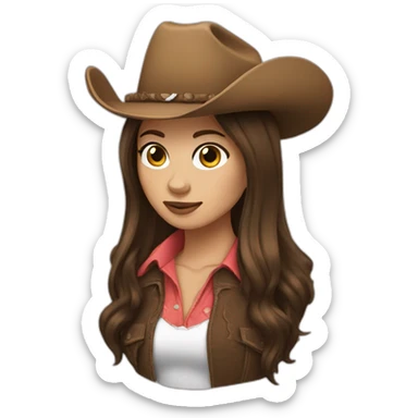 cowgirl brunette straight hair sticker
